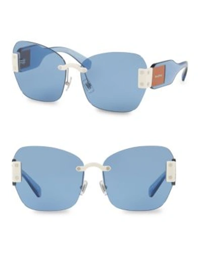 Miu Miu 63mm Logo-accented Sunglasses In Light Blue