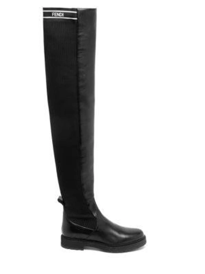 Shop Fendi Rockoko Over-the Knee Boots In Black