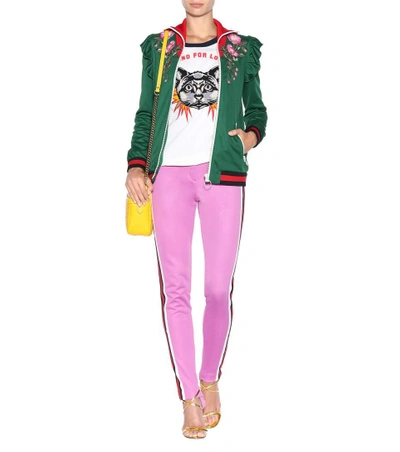 Shop Gucci Appliquéd Jersey Jacket In Multicoloured