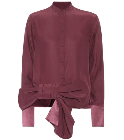 Shop Victoria Victoria Beckham Bow Silk Shirt In Purple