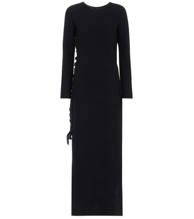 The Row Miel Lace-up Stretch-wool Maxi Dress In Black