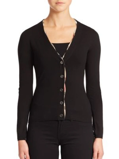 Shop Burberry Check-trim Cardigan In Black