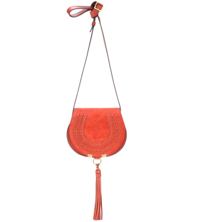 Chloé Marcie Small Suede Shoulder Bag In Red