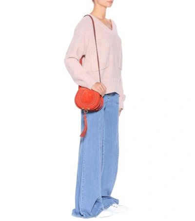 Shop Chloé Marcie Small Suede Shoulder Bag In Red