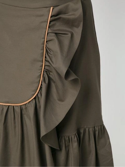 Shop Adriana Degreas Ruffled Midi Skirt In Green