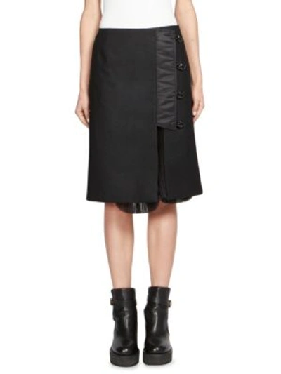 Sacai Melton Wool Skirt In Black