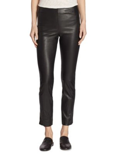 Shop Vince Split-hem Leather Pants In Black