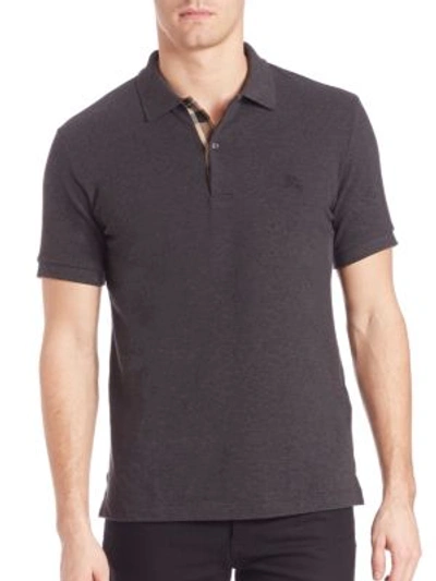 Shop Burberry Oxford Polo In Charcoal