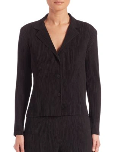 Shop Issey Miyake Pleated Crepe Jacket In Black