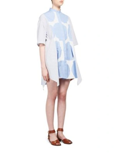 Shop Stella Mccartney Mixed Stripe Dress In Sky Blue