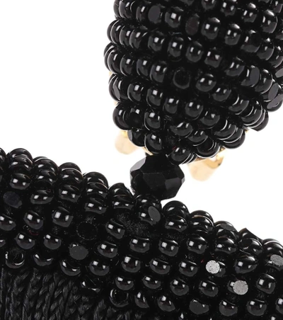 Shop Oscar De La Renta Fringed Clip-on Earrings In Black