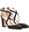 Jimmy Choo Cleo 85 Glitter Pumps In Black