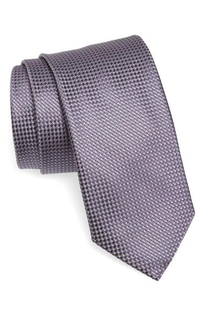 Shop Canali Grid Silk Tie In Lilac