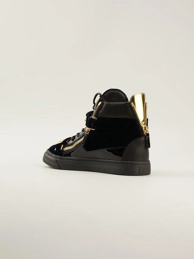 Shop Giuseppe Zanotti Golden Strap Hi-top Sneakers