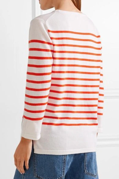 Shop Lingua Franca Notorious Embroidered Striped Cashmere Sweater