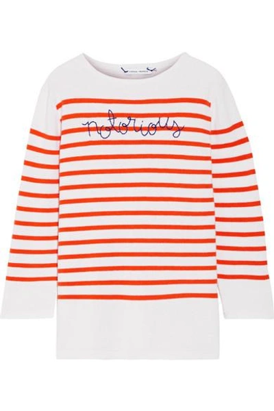 Shop Lingua Franca Notorious Embroidered Striped Cashmere Sweater