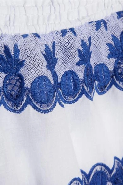 Shop Miguelina Paula Gauze-paneled Broderie Anglaise Cotton-voile Shorts
