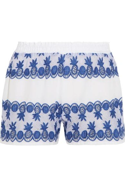 Shop Miguelina Paula Gauze-paneled Broderie Anglaise Cotton-voile Shorts