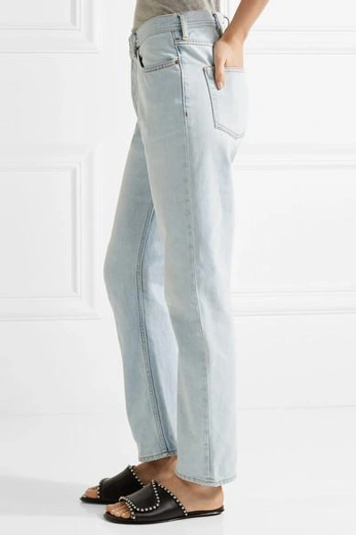 Shop Acne Studios Log High-rise Straight-leg Jeans In Light Denim