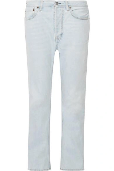 Shop Acne Studios Log High-rise Straight-leg Jeans In Light Denim