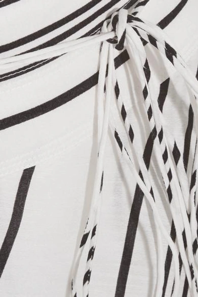 Shop Apiece Apart Rosehip Asymmetric Striped Linen And Silk-blend Wrap Midi Skirt In White