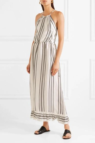 Shop Apiece Apart Himalaya Striped Linen And Silk-blend Maxi Dress