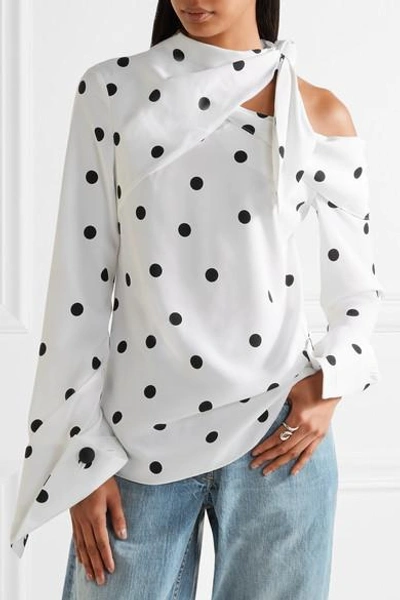 Shop Monse Off-the-shoulder Polka-dot Silk-blend Top