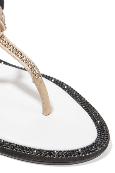 Shop René Caovilla Crystal-embellished Suede Sandals