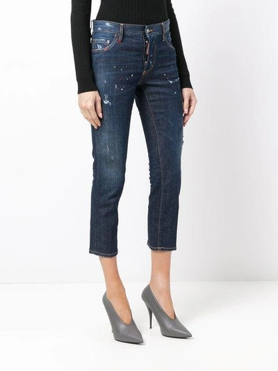 Shop Dsquared2 Cropped Boyfriend Straight Jeans In Blue