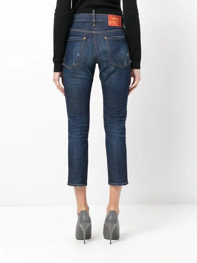 Shop Dsquared2 Cropped Boyfriend Straight Jeans In Blue