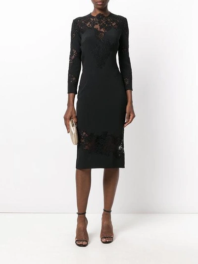 Shop Ermanno Scervino Lace Detail Fitted Dress