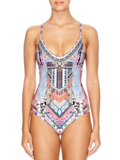 Camilla Chinese Whispers One-piece Crossover Back Swimsuit In Multi