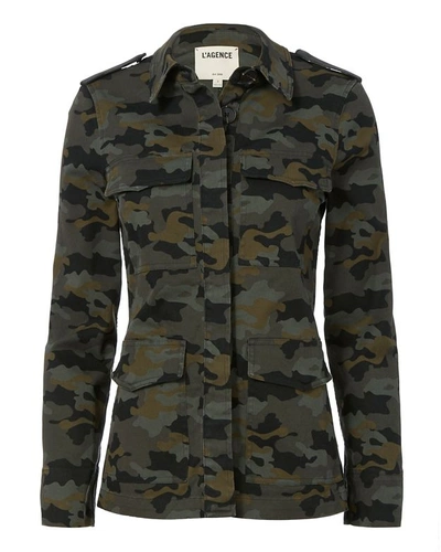 Shop L Agence Cromwell Military Camo Jacket Print