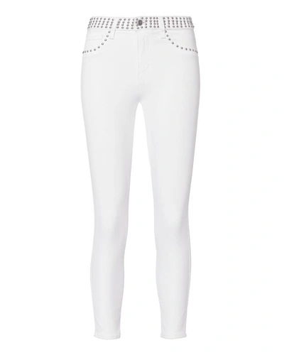 L Agence Margot Studded High-rise Ankle Skinny White Jeans