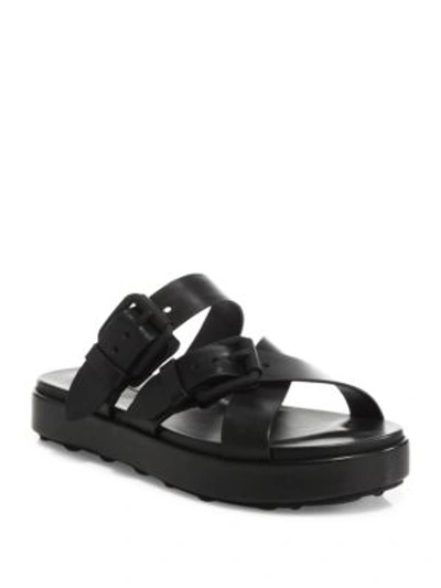 Alexander Wang 20mm Kriss Leather Platform Sandals, Black