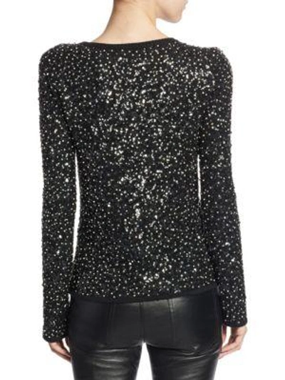 Shop Saint Laurent Sequin Wool Top In Black Crystal
