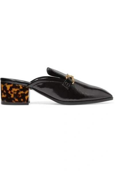 Shop Stella Mccartney Embellished Faux Glossed-leather Slippers