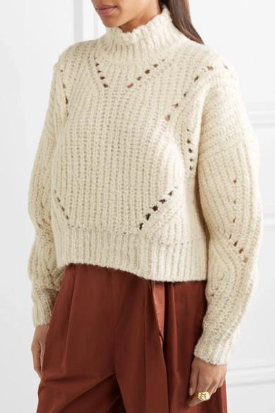 Shop Isabel Marant Farren Cropped Ribbed Wool-blend Turtleneck Sweater
