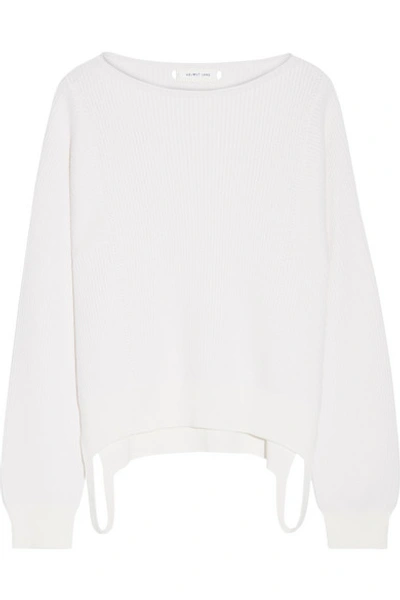 Shop Helmut Lang Cutout Ribbed Cotton, Wool And Cashmere-blend Sweater