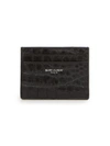 SAINT LAURENT Croc-Embossed Leather Card Case