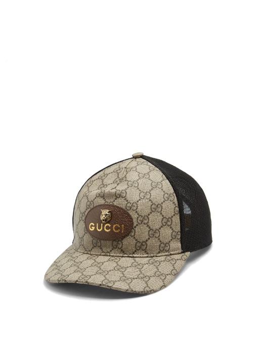 Gucci Coated Original Gg Tiger Trucker Hat In Brown | ModeSens