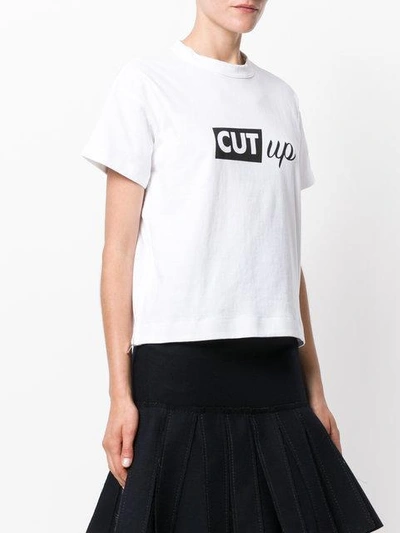 Shop Sacai Cut-up Slogan T-shirt - White