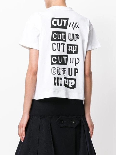 Shop Sacai Cut-up Slogan T-shirt - White