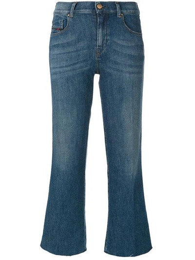 Shop Diesel Cropped Flared Jeans In Blue