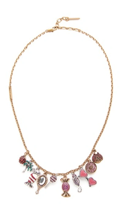 Marc Jacobs Charms Poolside Statement Necklace In Antique Gold