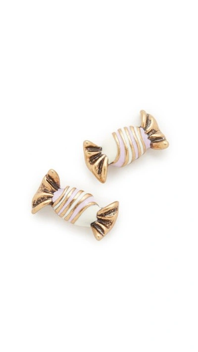 Marc Jacobs Striped Candy Studs Earrings In Antique Gold
