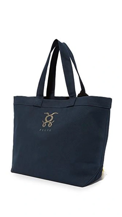 Shop Figue X Space For Giants Flying Elephant Tote In Midnight Navy