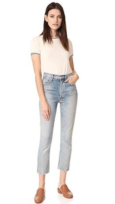 Shop Agolde Riley High Rise Straight Crop Jeans In Vanished