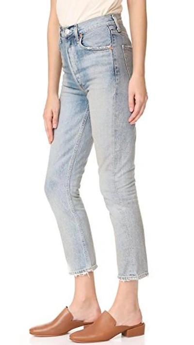 Shop Agolde Riley High Rise Straight Crop Jeans In Vanished