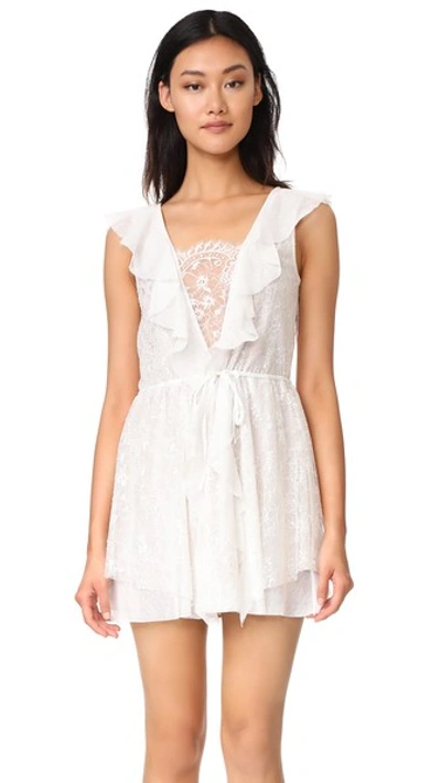 For Love & Lemons Stardust Lace Drawstring Dress In White